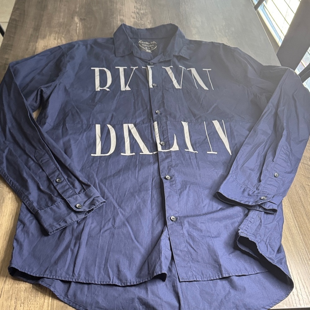 Brooklyn Calling N.Y.C Men's Blue Casual Button Down Shirt